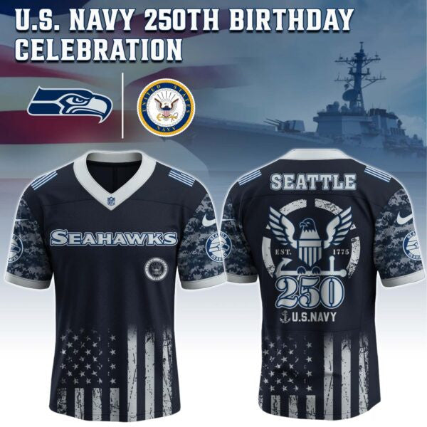Seattle Seahawks NFL x U.S. NAVY 250TH Birthday Special Edition Jersey