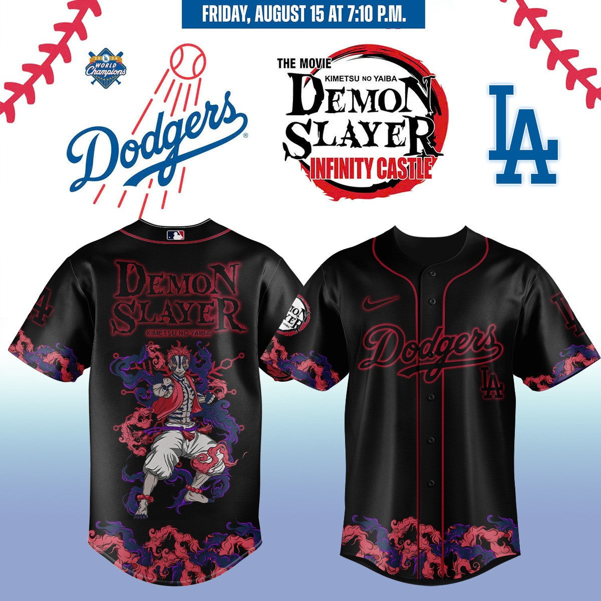 Los Angeles Dodgers x Demon Slayer: Kimetsu no Yaiba Jersey 2025