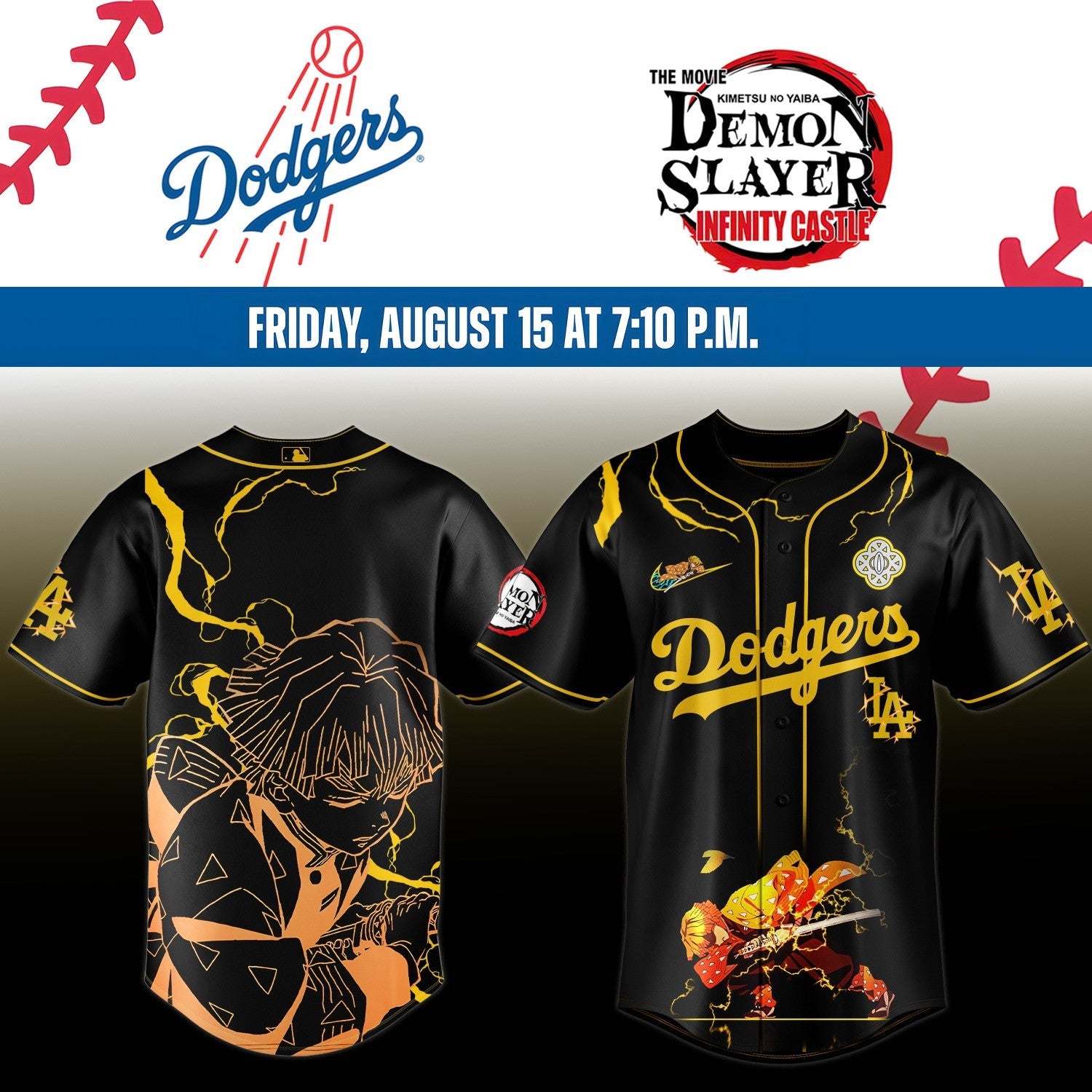 LA Dodgers _ Demon Slayer Agatsuma Zenitsu Jersey 2025
