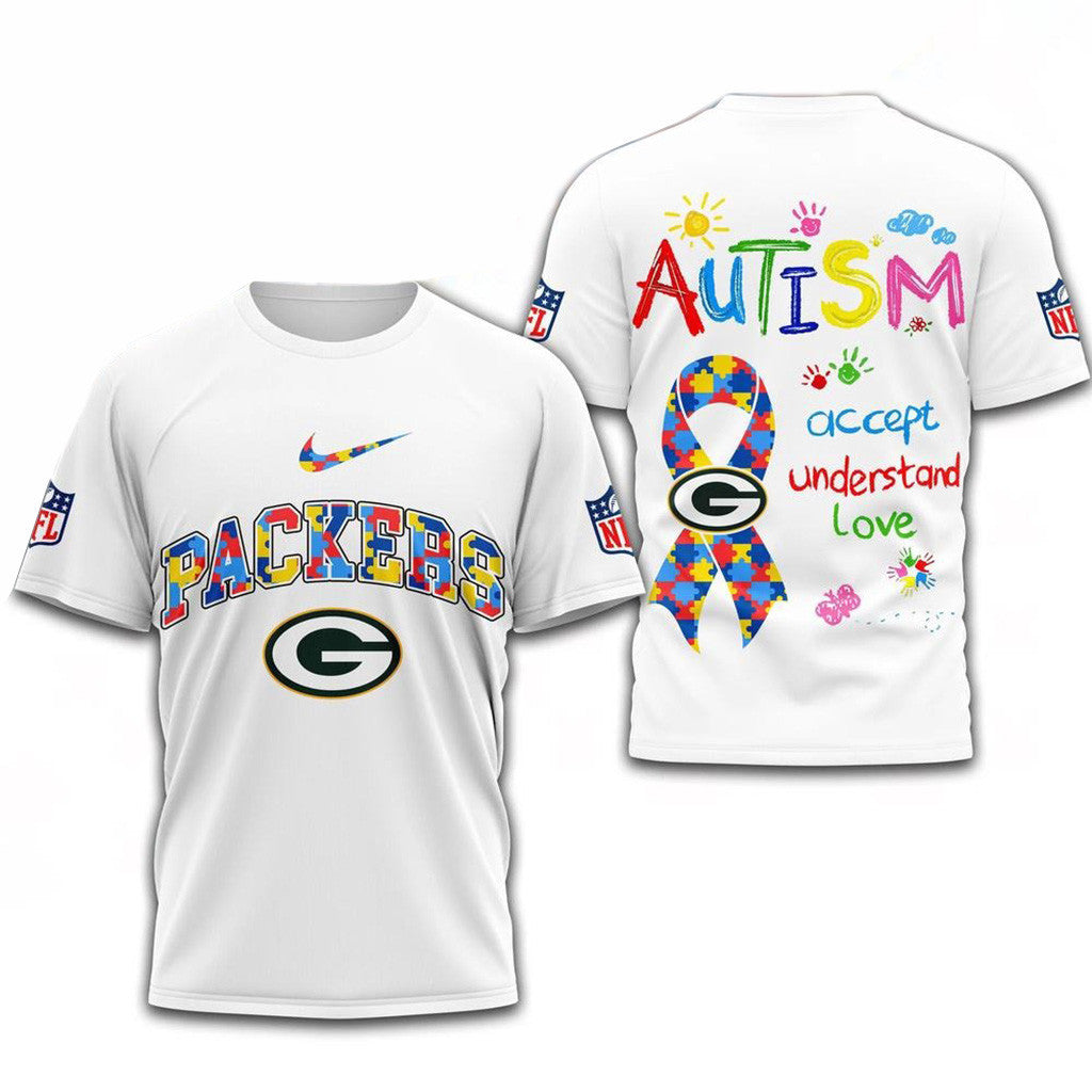 NFL Green Bay Packers Autism Awareness Accept Understand Love Shirt Packers Merch