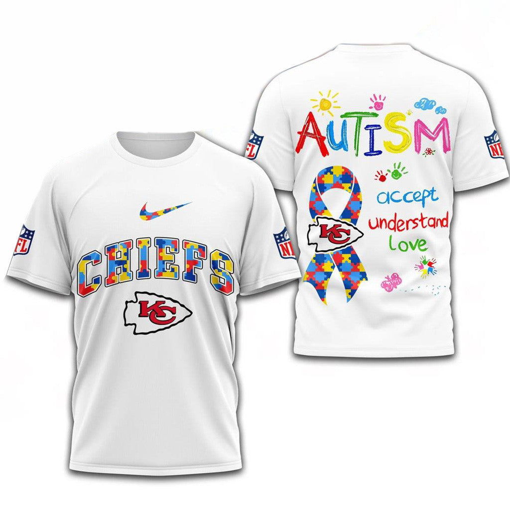 NFL Kansas City Chiefs Autism Awareness Accept Understand Love Shirt Chiefs Merch Fans Gifts