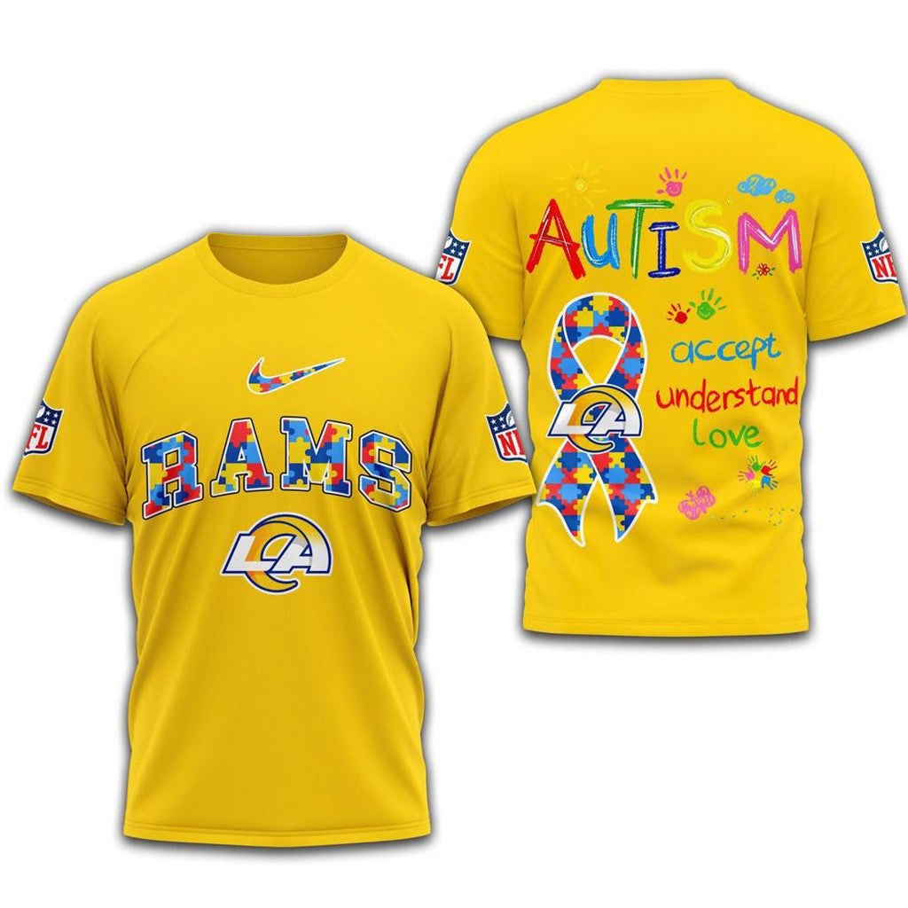 NFL Los Angeles Rams 2025 Autism Awareness Shirt Los Angeles Rams Merch Fans Gift Ideas