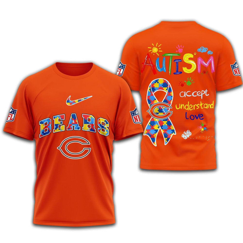 NFL Chicago Bears 2025 Autism Awareness Shirt Chicago Bears Merch Gifts For Dad