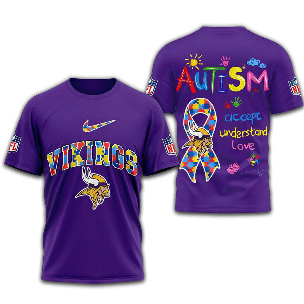 NFL Minnesota Vikings 2025 Autism Awareness Shirt Minnesota Vikings Merch Gifts For Fans