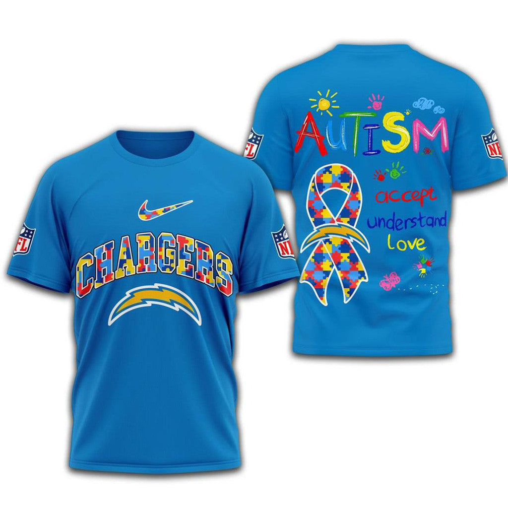 NFL Los Angeles Chargers 2025 Autism Awareness Shirt Los Angeles Chargers Merch Husband Gifts