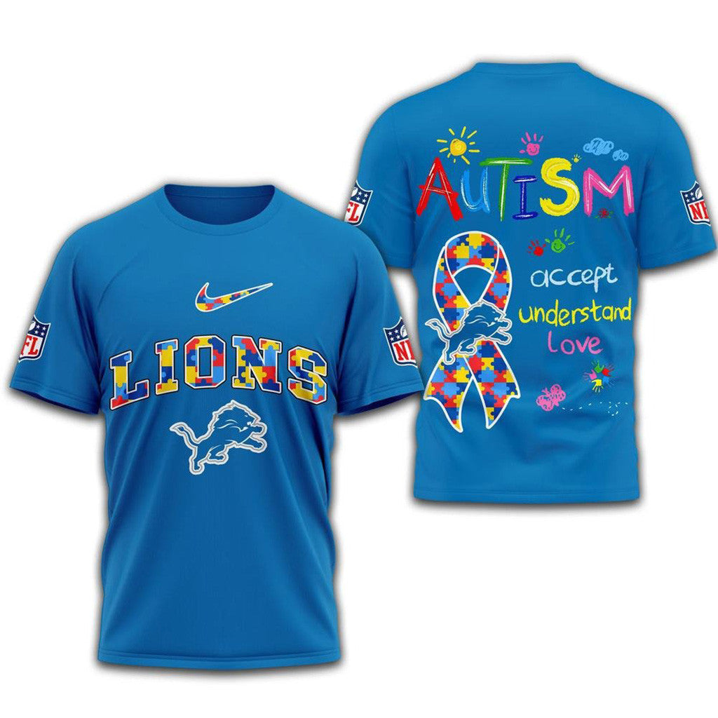 NFL Detroit Lions 2025 Autism Awareness Shirt Detroit Lions Merch Unique Gifts For Football Fans