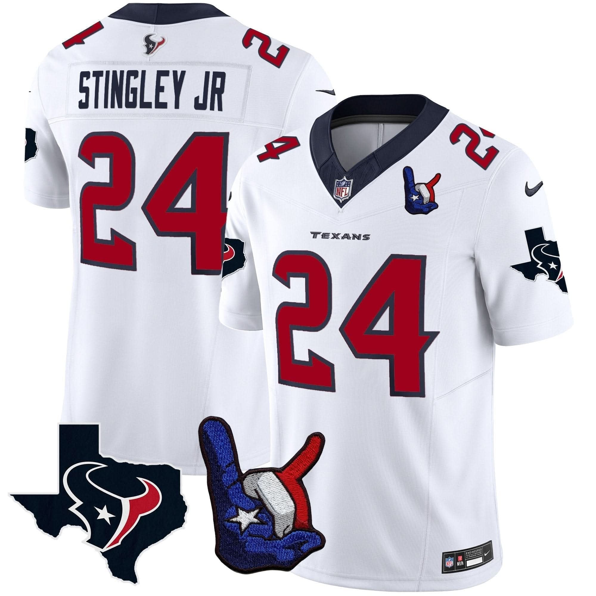 Houston Texans Hand Sign Throwing Up The H Vapor Jersey - All Stitched