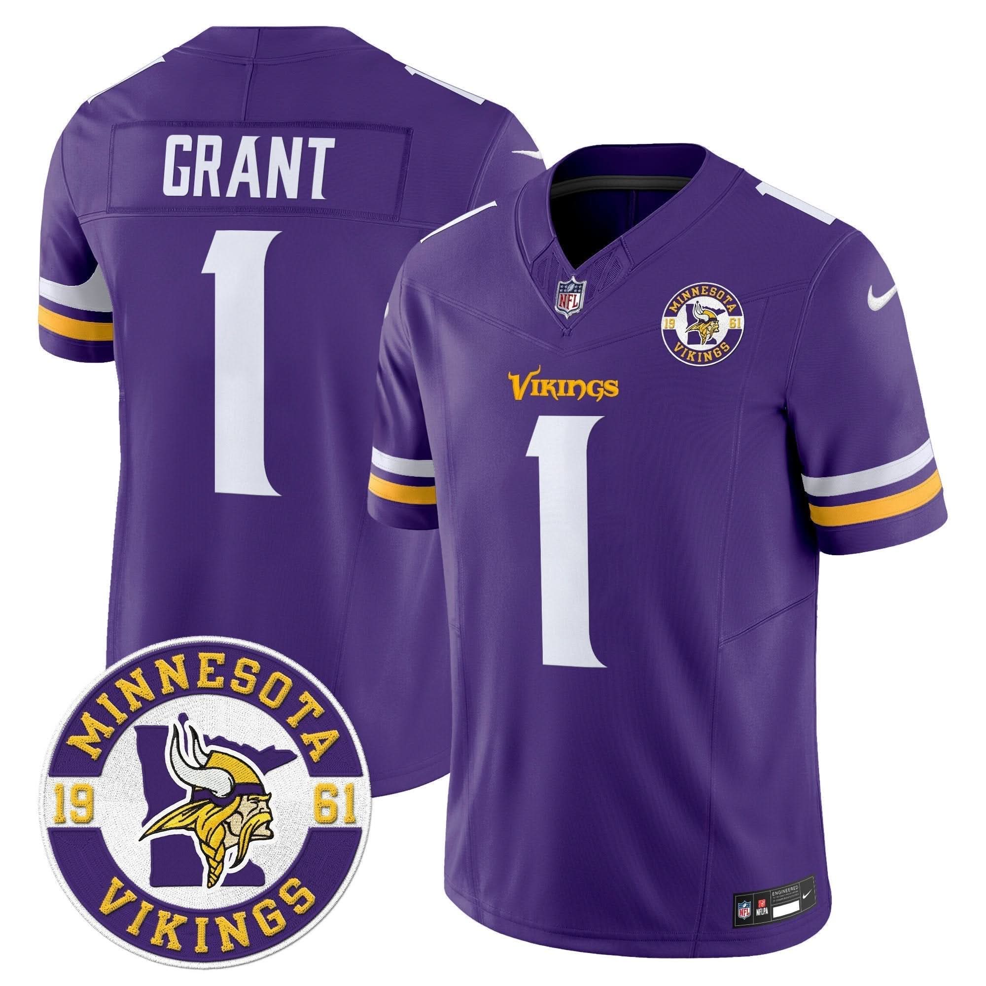 Minnesota Vikings 2024 Vapor Limited Jersey V2 - Est. 1961 Patch - All Stitched