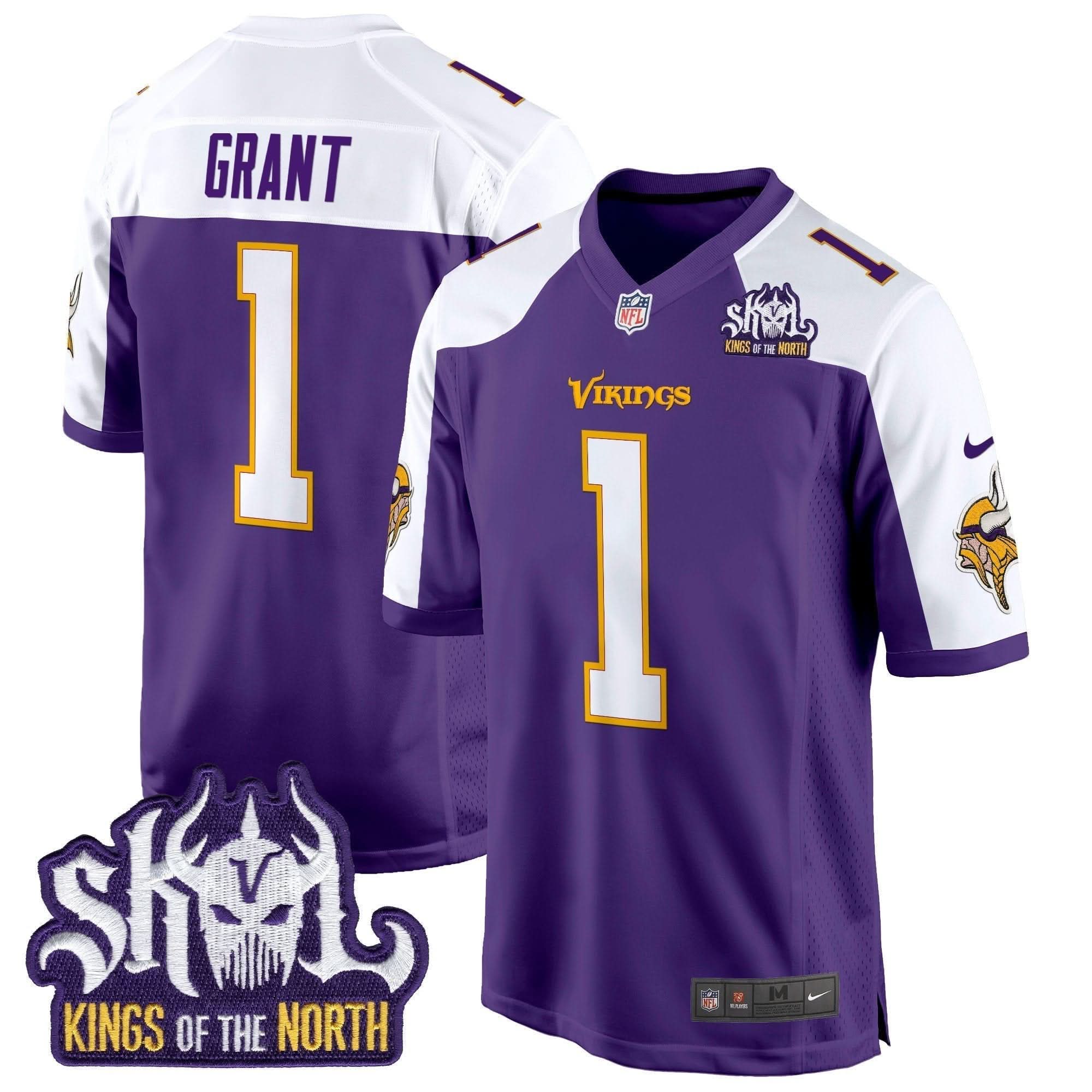 Minnesota Vikings King Of The North Patch Throwback Game Jersey - All Stitched