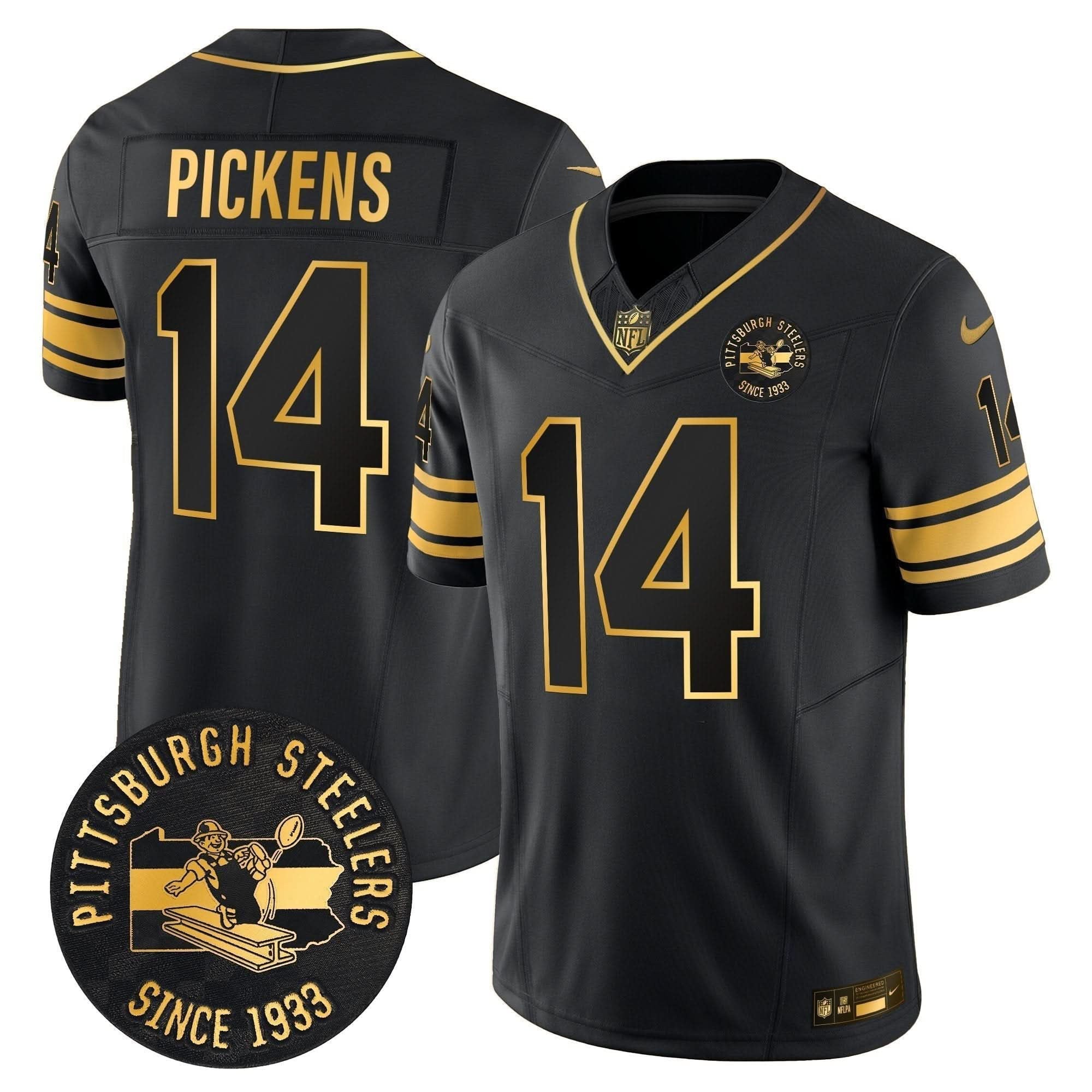 Pittsburgh Steelers Throwback 1933 Patch Gold Vapor Limited Jersey - All Stitched