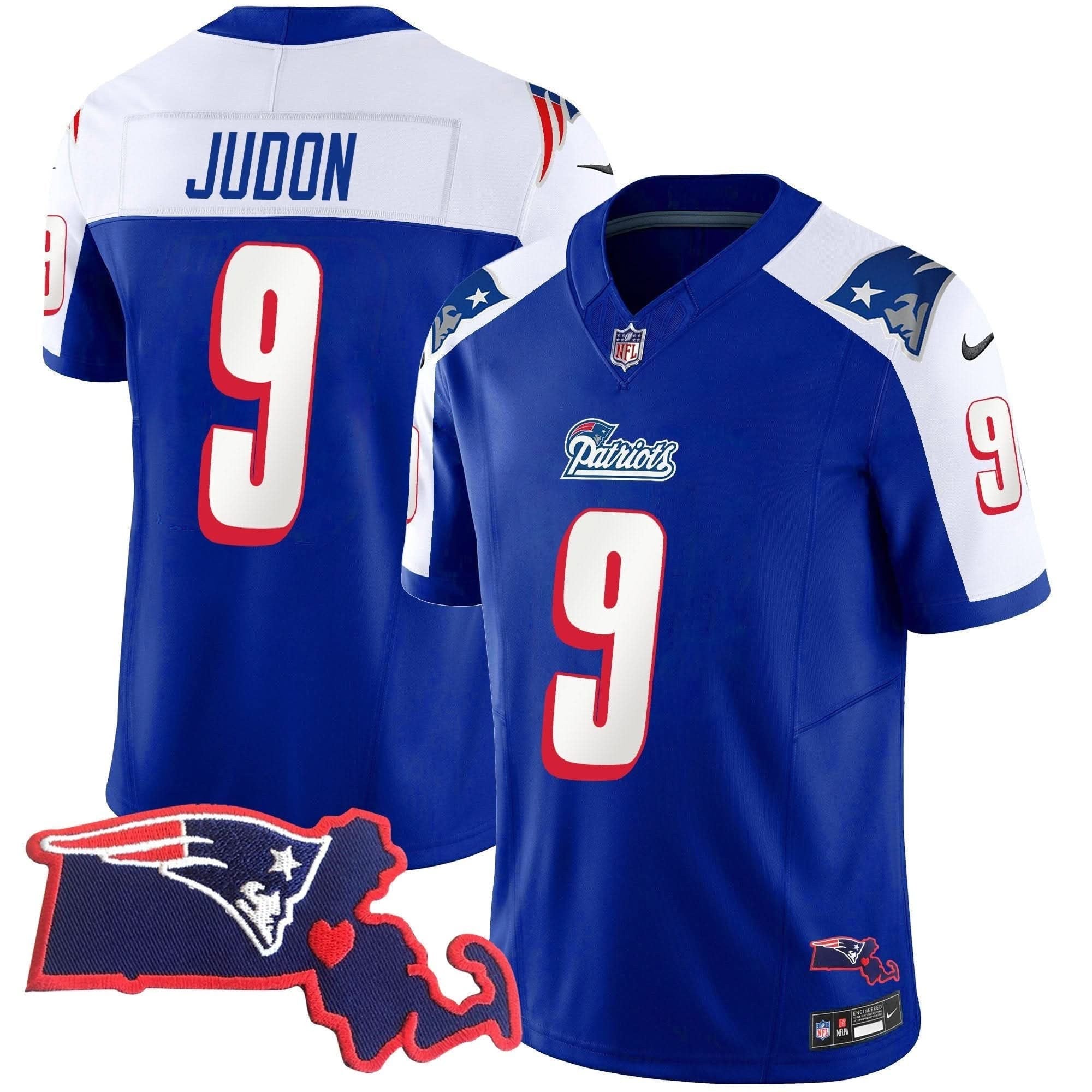 Patriots 1996 Throwback State Patch Vapor Jersey - All Stitched