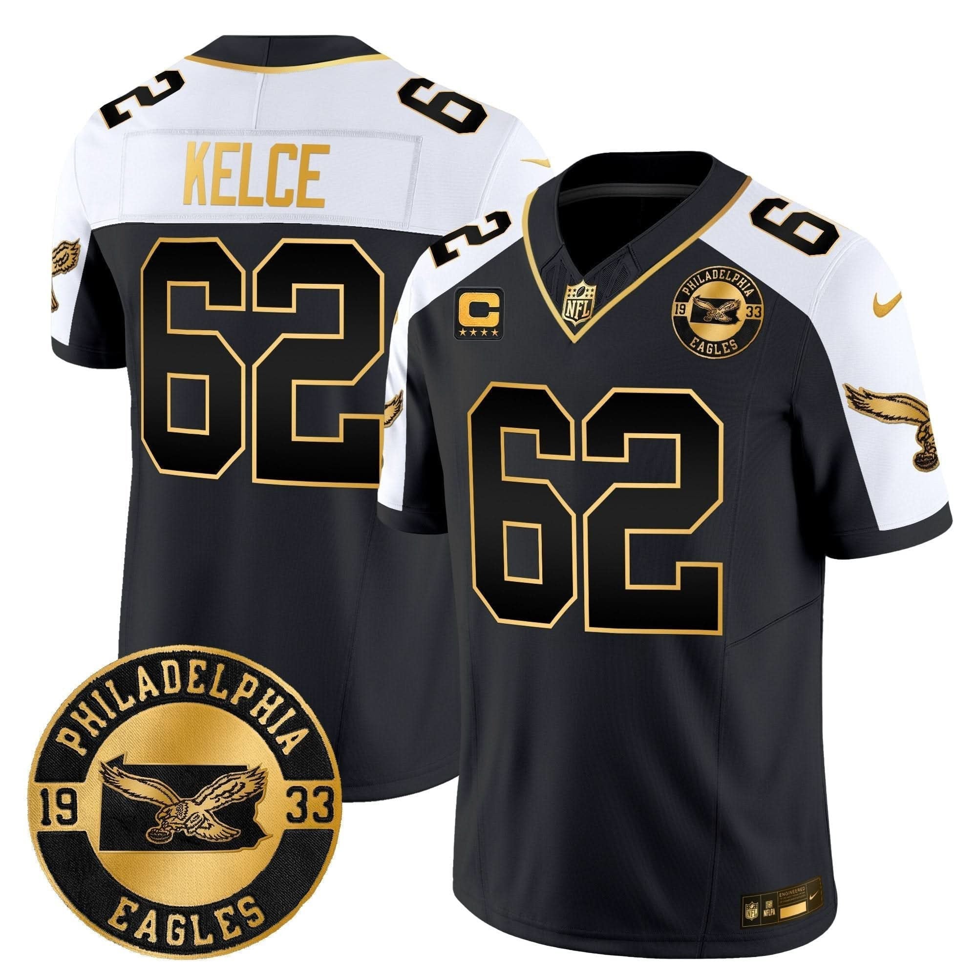 Philadelphia Eagles 2024 Throwback Gold Vapor Limited Jersey - Est. 1933 Patch - All Stitched