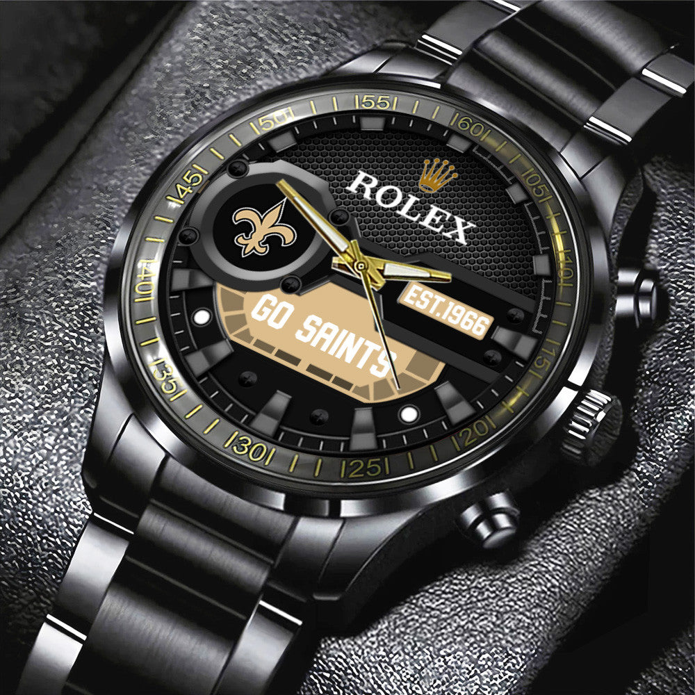 New Orleans Saints x Rolex Black Stainless Steel Watch