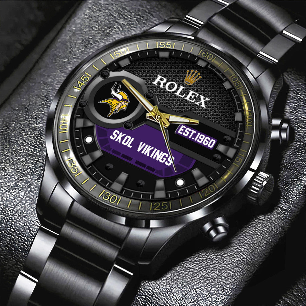 Minnesota Vikings x Rolex Black Stainless Steel Watch
