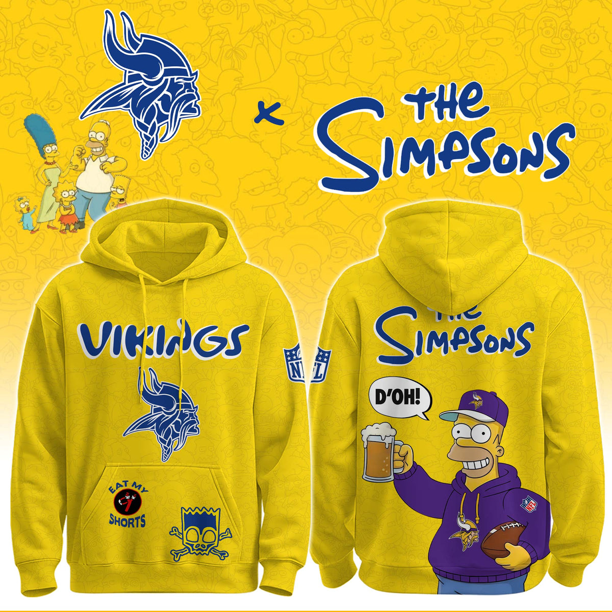 Vikings x The Simpsons Crossover Hoodie