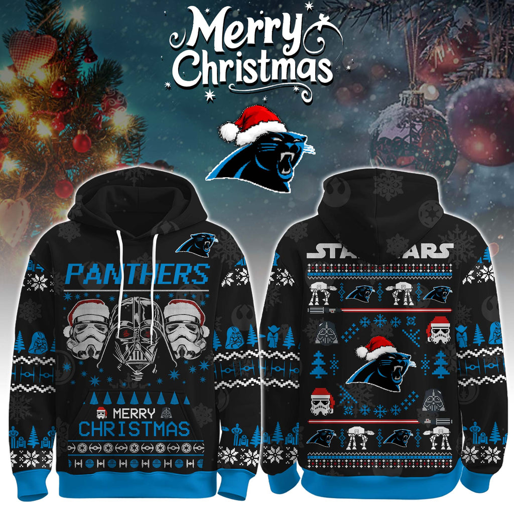 Unisex Panthers Merry Christmas The Force Edition Hoodie