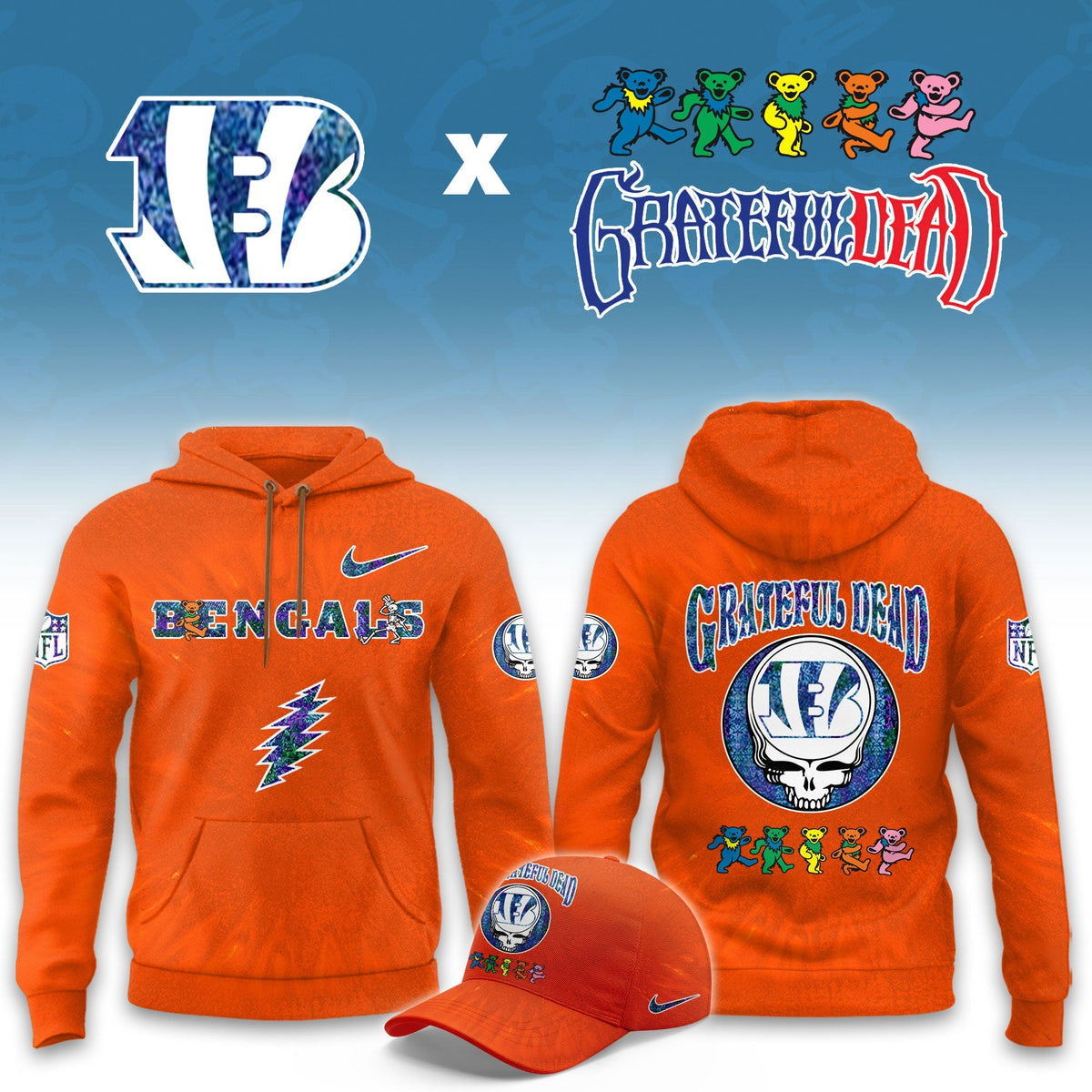 _Cincinnati Bengals  Grateful Dead Limited Hoodie