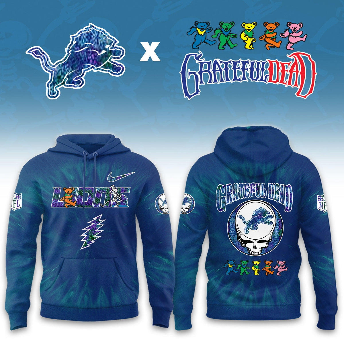_Detroit Lions  Grateful Dead Limited Hoodie