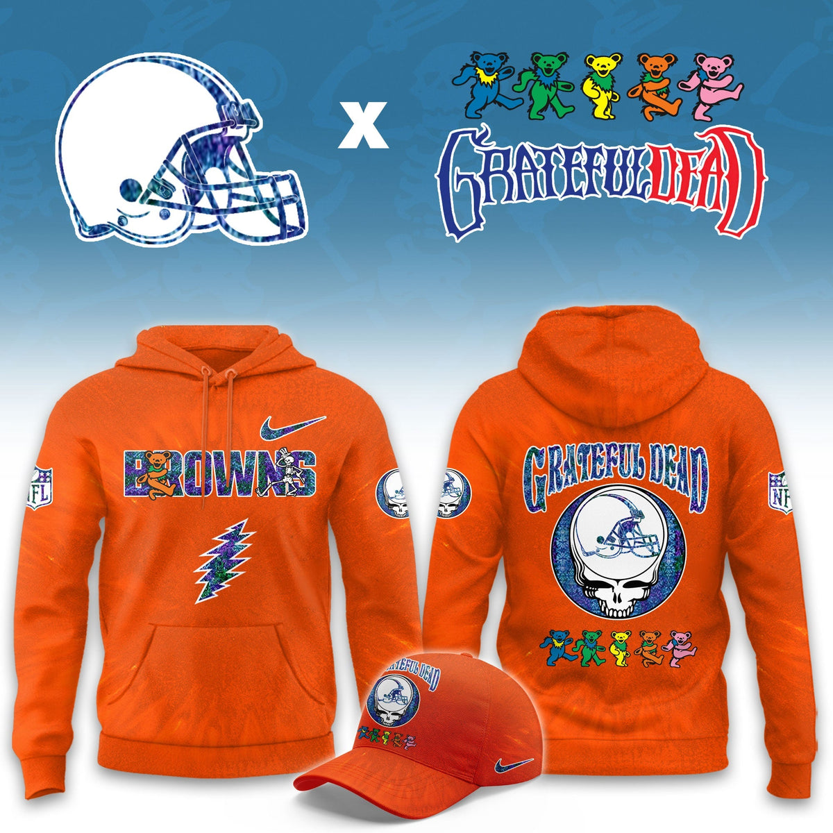 _Cleveland Browns  Grateful Dead Limited Hoodie
