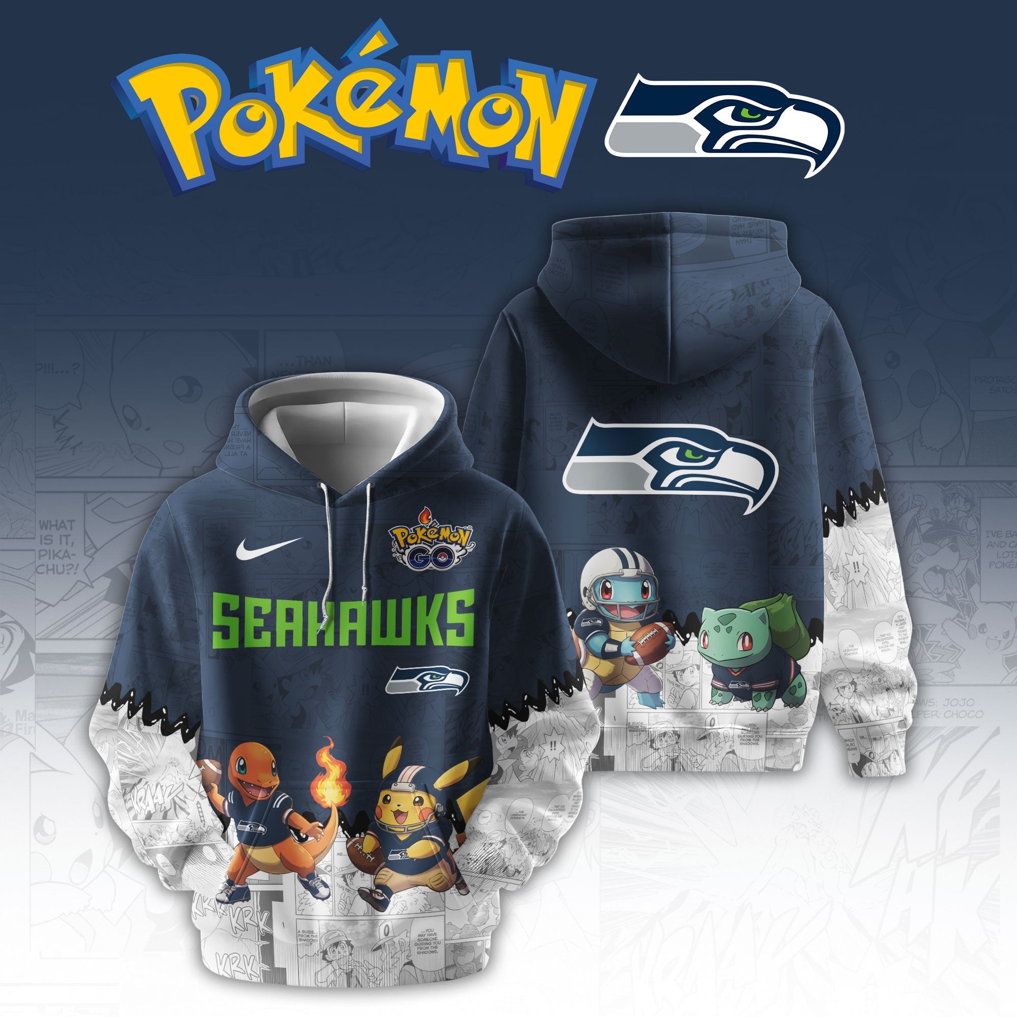 SEA Seahawks Special Pokemon Limited Edition Hoodie
