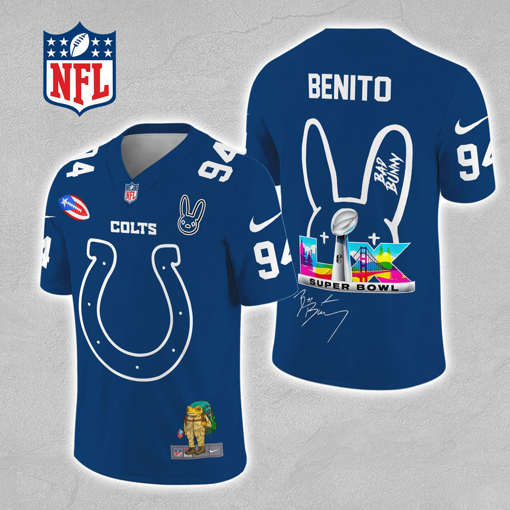Indianapolis Colts x Bad Bunny 3D Football Jersey