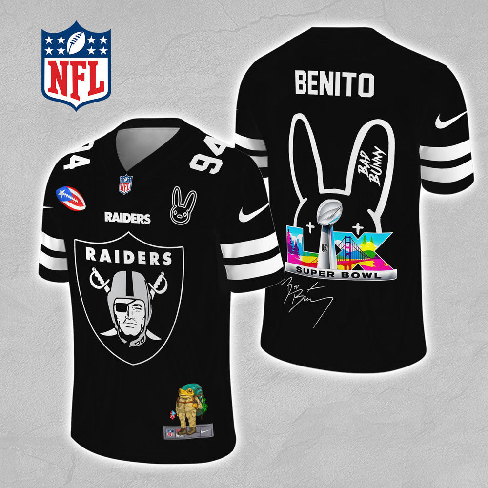 Las Vegas Raiders x Bad Bunny 3D Football Jersey