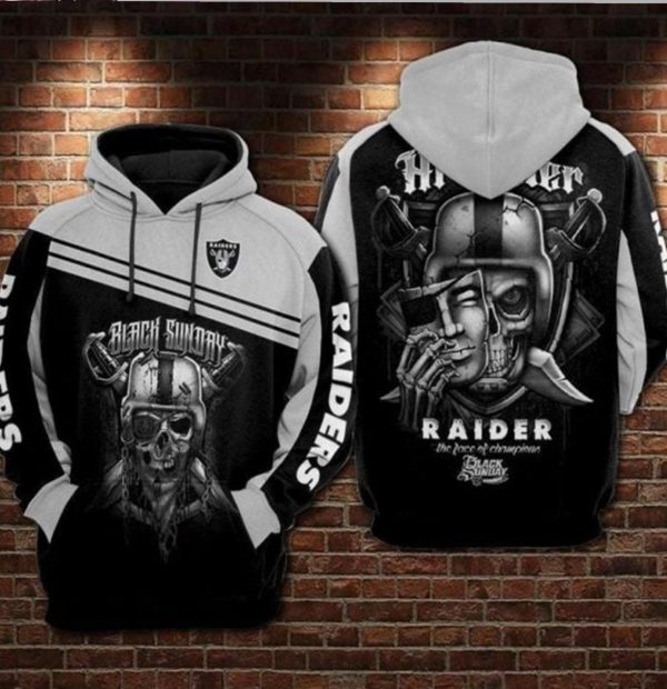 Oakland Raiders NFL Football Black Sun Day 3D Hoodie