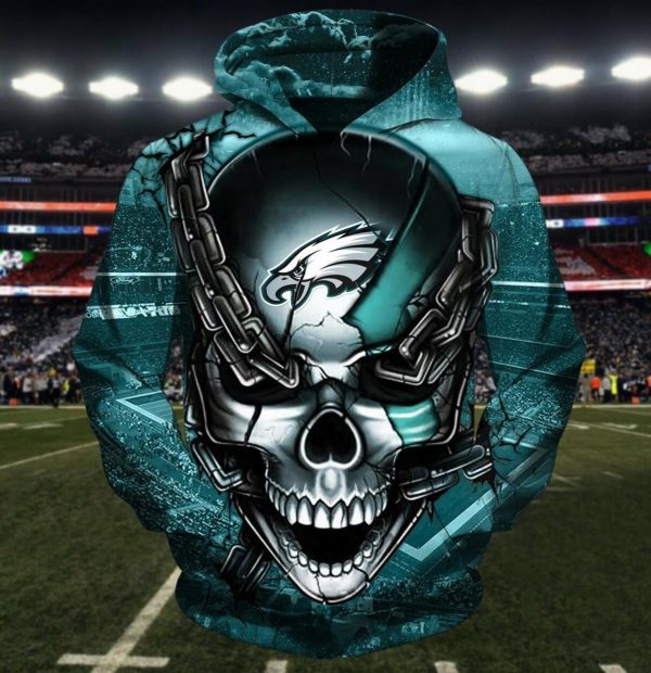 NFL Philadelphia Eagles Skull 3D Hoodie