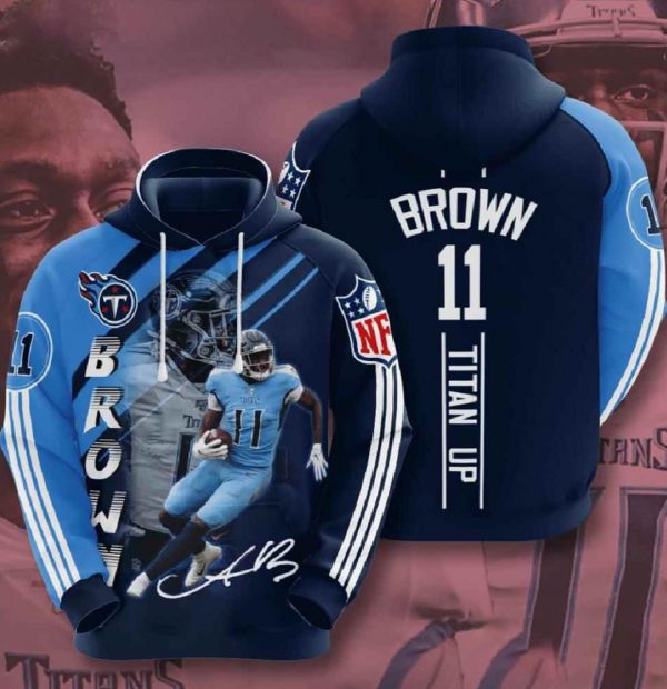 Nfl Tennessee Titans 3d Hoodies Brown
