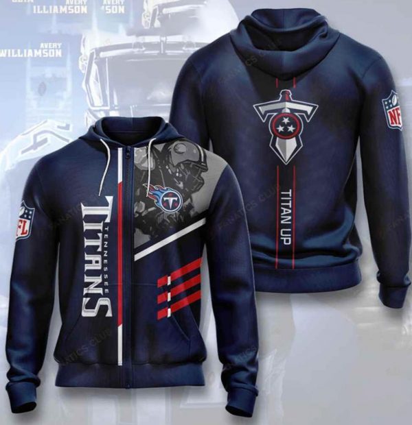 Nfl Tennessee Titans Zip Up 3D Hoodie