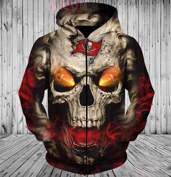 Nfl Tampa Bay Buccaneers Skull Pullover And Hoodies Custom 3d