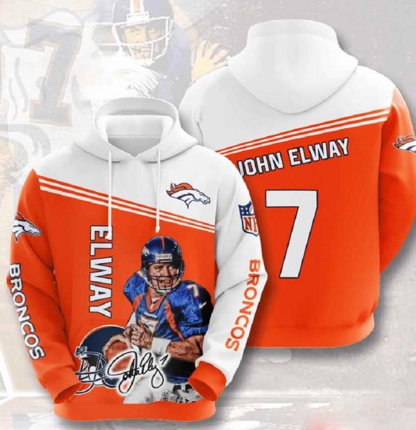 Nfl Denver Broncos 3d Hoodie Elway