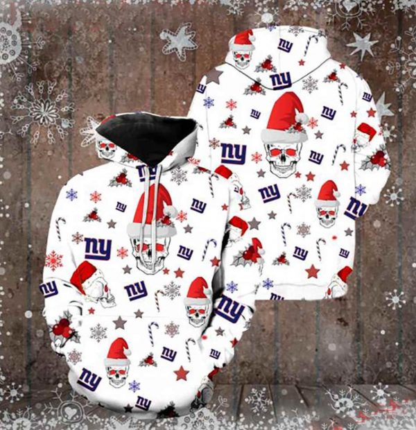 Nfl New York Giants Christmas Skull 3d Hoodie