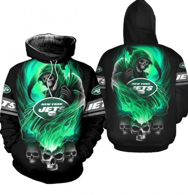 Nfl New York Jets Skulls Devil Skeleton Nfl Gift For Fan 3d Hoodie