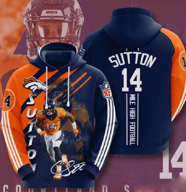 Nfl Denver Broncos 3d Hoodie Sutton