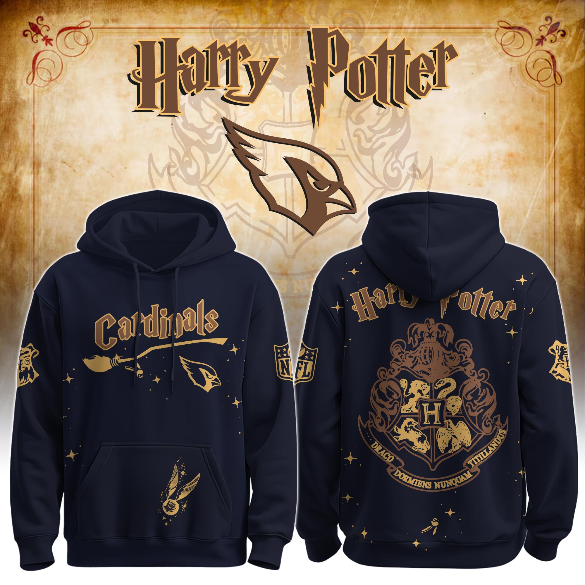 Unisex ARI Cardinals x Hogwarts Enchanted Crossover Hoodie