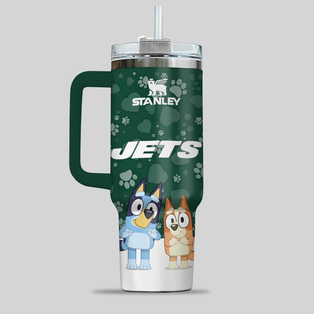 New York Jets NFL x Bluey Custom Stanley Cup 40 oz 30 oz Tumbler With Handle