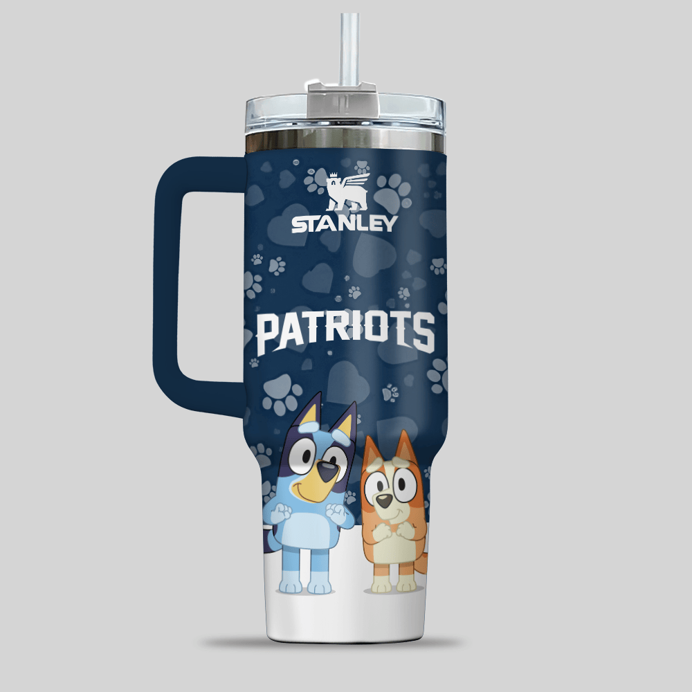 New England Patriots NFL x Bluey Custom Stanley Cup 40 oz 30 oz Tumbler With Handle