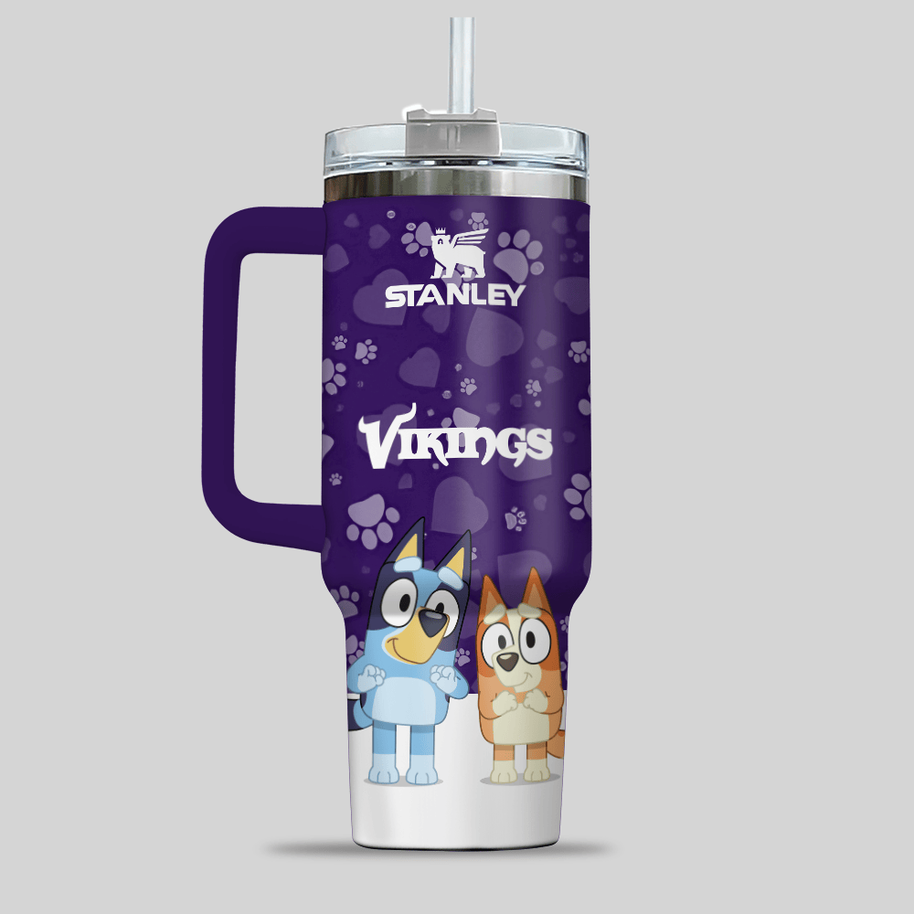 Minnesota Vikings NFL x Bluey Custom Stanley Cup 40 oz 30 oz Tumbler With Handle