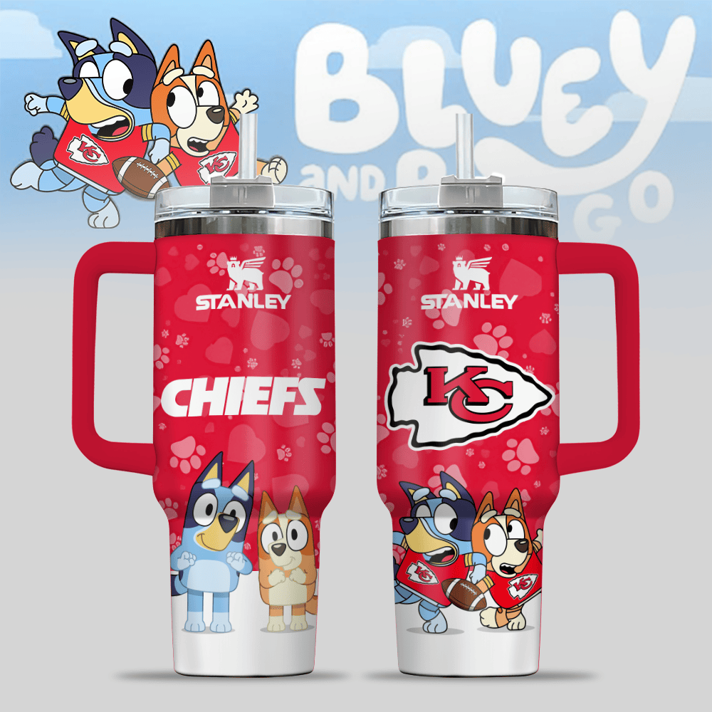 Kansas City Chiefs NFL x Bluey Custom Stanley Cup 40 oz 30 oz Tumbler With Handle