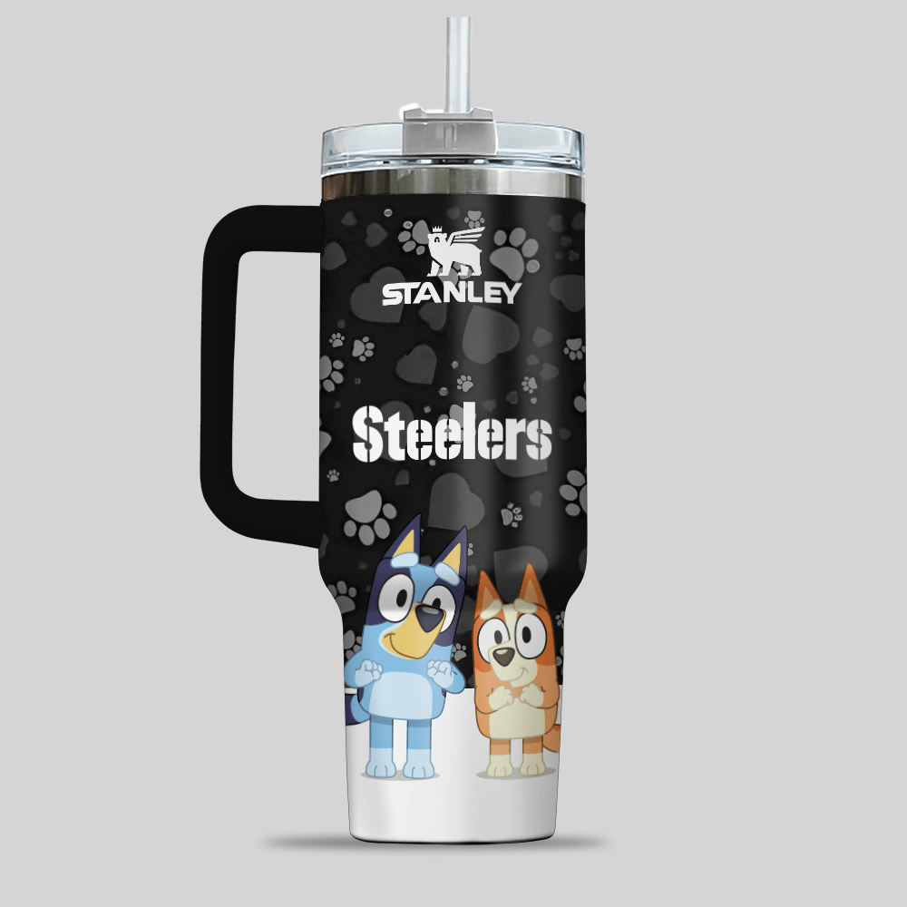 Pittsburgh Steelers NFL x Bluey Custom Stanley Cup 40 oz 30 oz Tumbler With Handle
