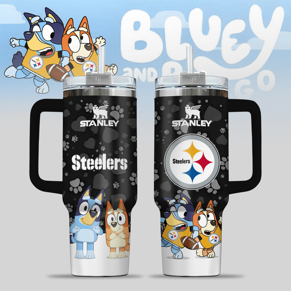 Pittsburgh Steelers NFL x Bluey Custom Stanley Cup 40 oz 30 oz Tumbler With Handle