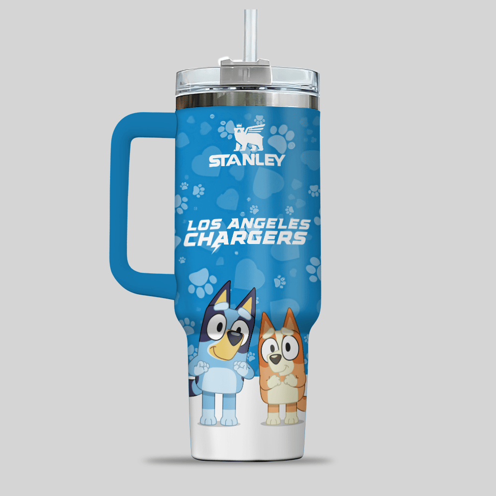 Los Angeles Chargers NFL x Bluey Custom Stanley Cup 40 oz 30 oz Tumbler With Handle
