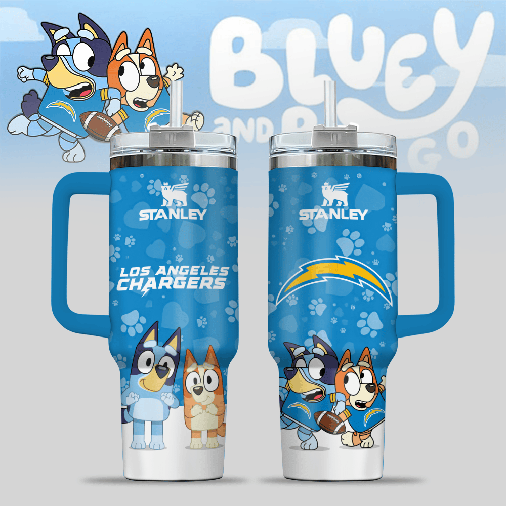 Los Angeles Chargers NFL x Bluey Custom Stanley Cup 40 oz 30 oz Tumbler With Handle