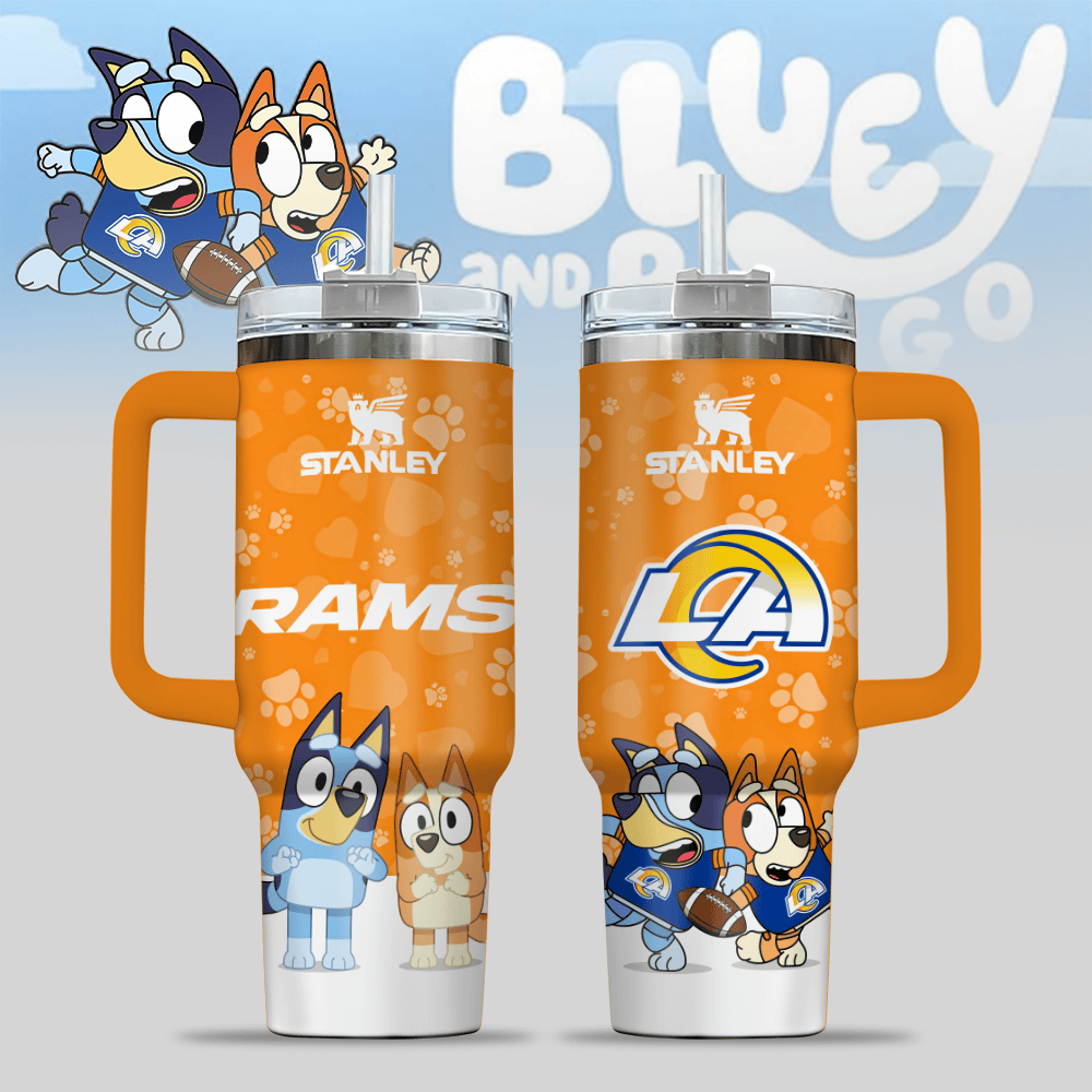 Los Angeles Rams NFL x Bluey Custom Stanley Cup 40 oz 30 oz Tumbler With Handle