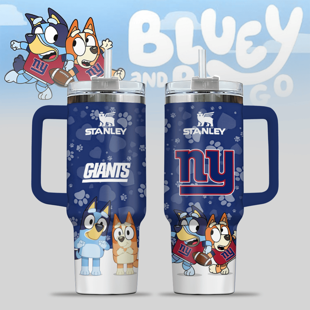 New York Giants NFL x Bluey Custom Stanley Cup 40 oz 30 oz Tumbler With Handle