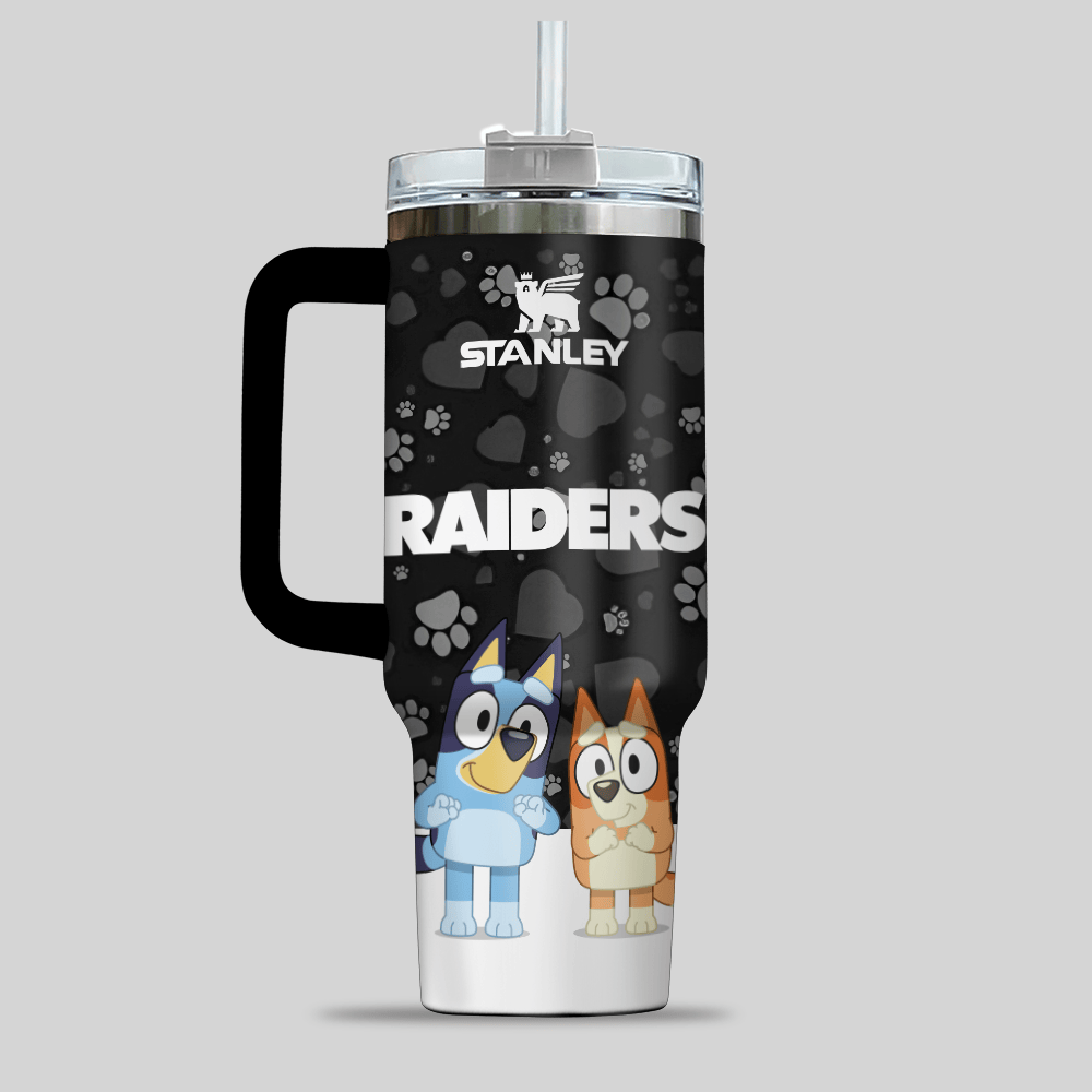 Las Vegas Raiders NFL x Bluey Custom Stanley Cup 40 oz 30 oz Tumbler With Handle