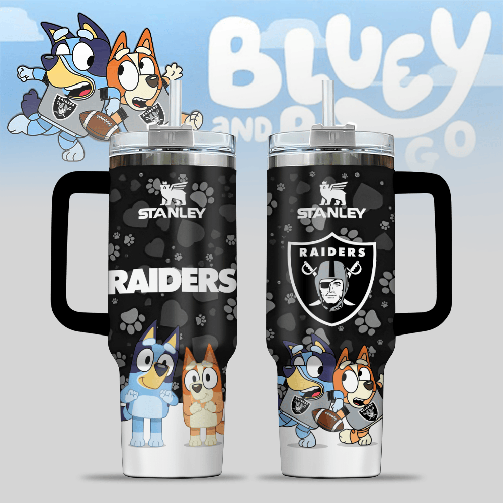 Las Vegas Raiders NFL x Bluey Custom Stanley Cup 40 oz 30 oz Tumbler With Handle