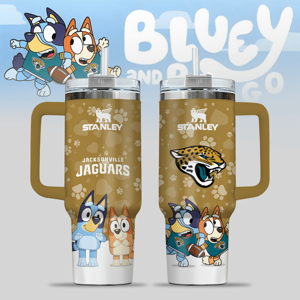Jacksonville Jaguars NFL x Bluey Custom Stanley Cup 40 oz 30 oz Tumbler With Handle