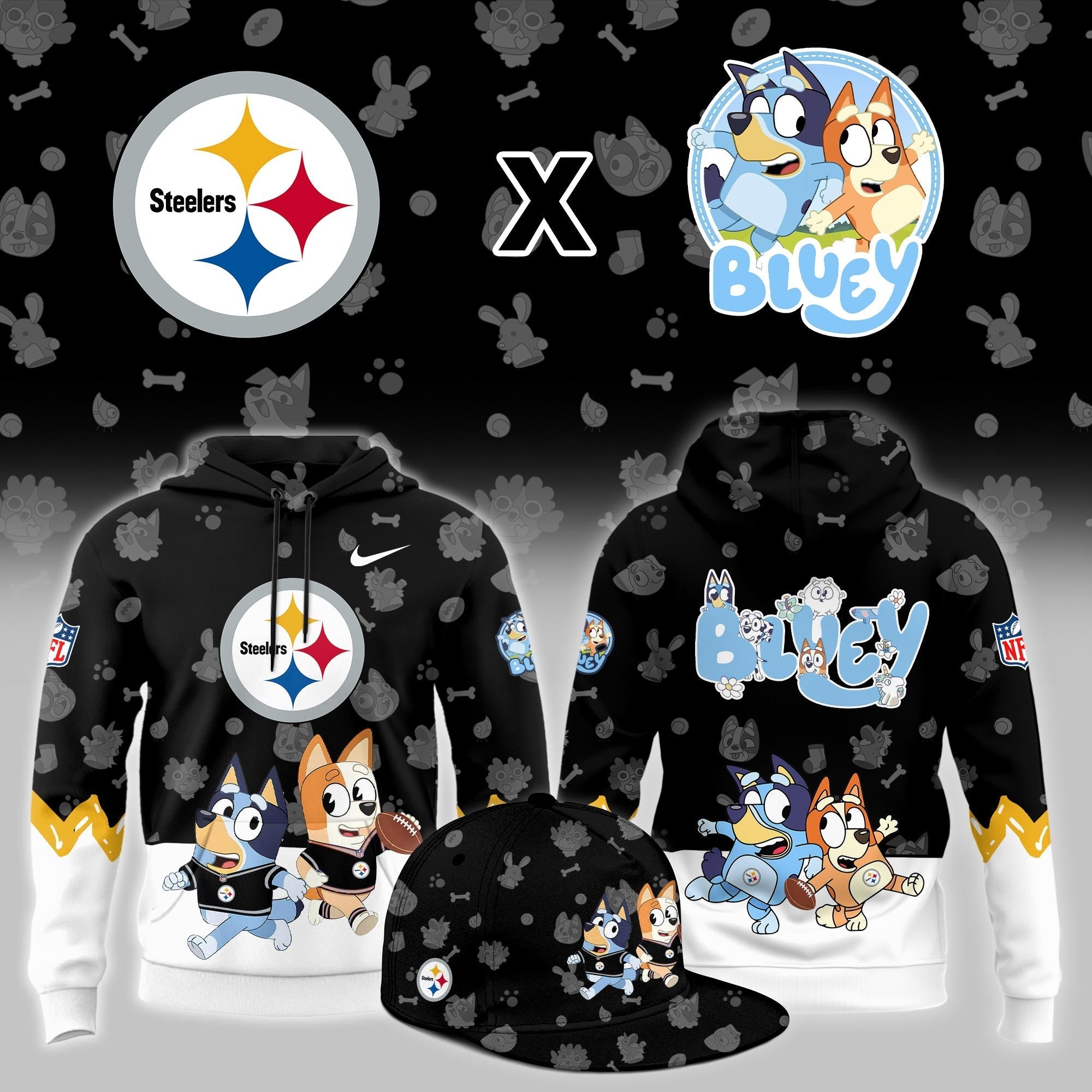 P.Steelers x Bluey Night Limited Hoodie